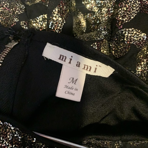 MIAMI Black & Gold Sequin Baroque Pattern‎ Mini Skirt - Picture 10 of 11